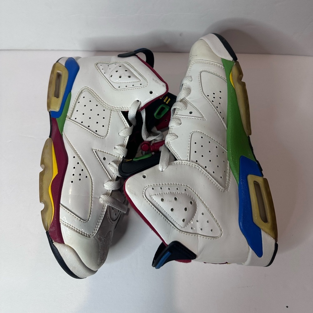 Jordan 6 Kids White and Red Sneakers - Picture 7 of 8